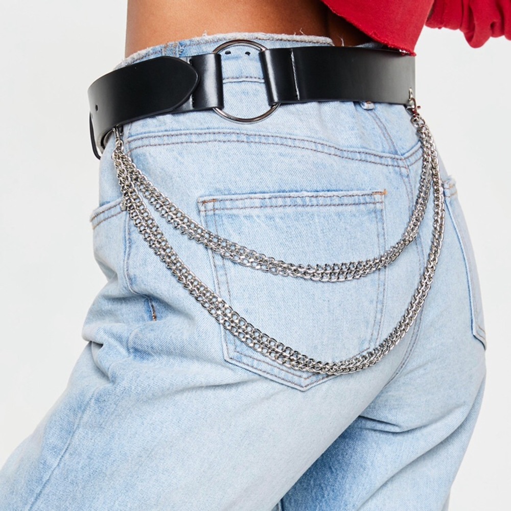 Missguided Vegan Leather Black Chain Belt